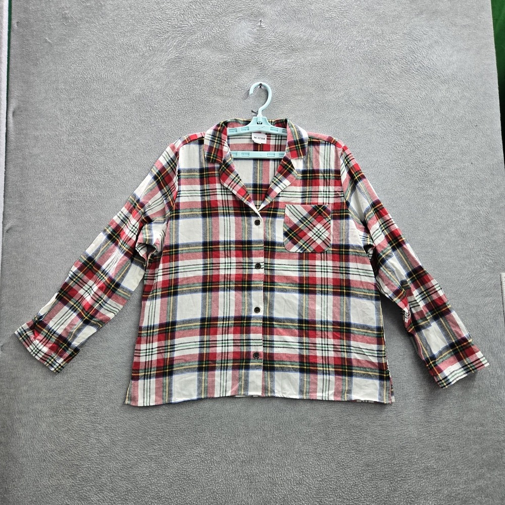 Old Navy Women Button Up Shirt L Red Plaid Flannel Western Collared